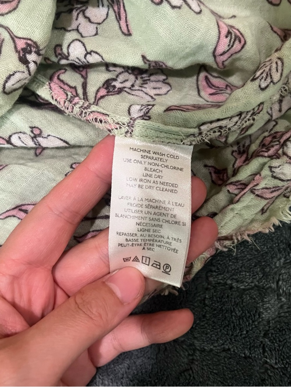 Free People Boho Floral Smocked Tank Top green pink Flowy Festival Cottagecore L - Picture 3 of 7
